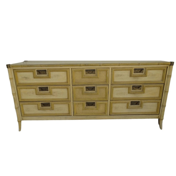 Vintage Stanley Furniture Faux Bamboo Nine Drawer Dresser - Hibiscus House