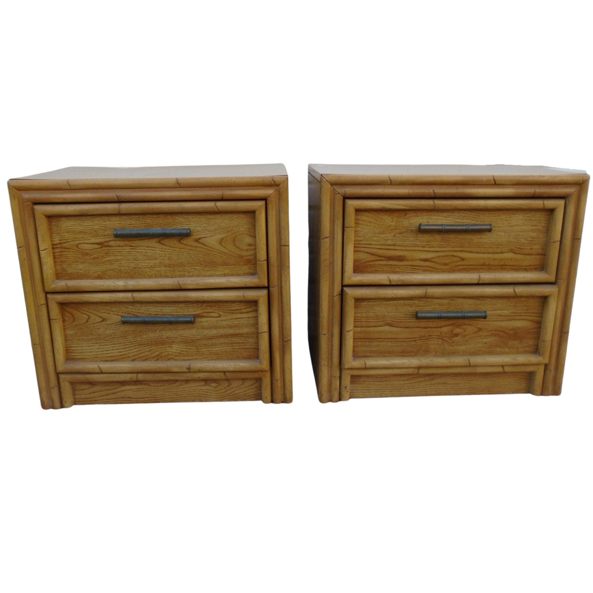 Lea Furniture Faux Bamboo Nightstand Pair Available for Custom Lacquer - Hibiscus House