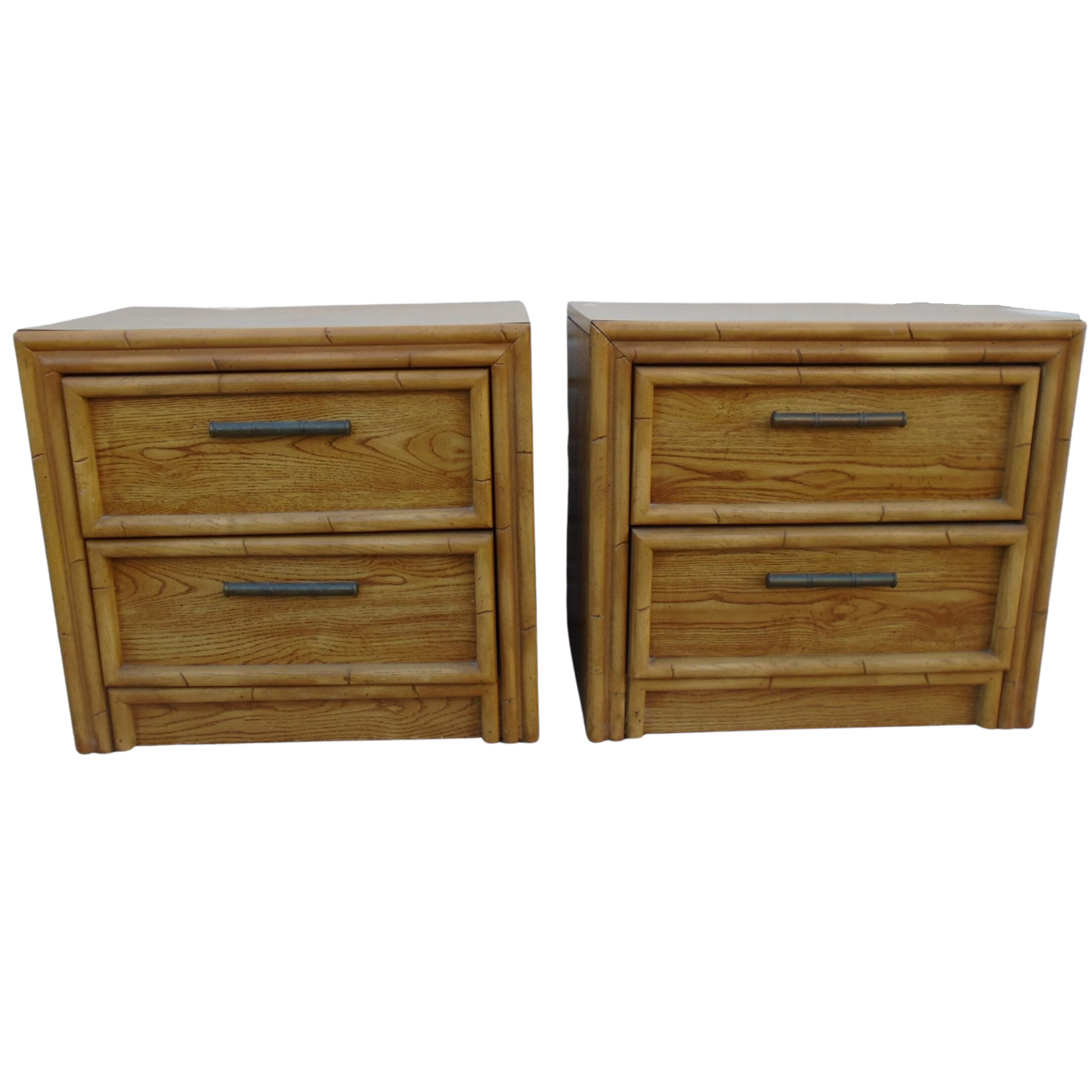 Lea Furniture Faux Bamboo Nightstand Pair Available for Custom Lacquer