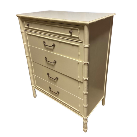 Vintage Thomasville Furniture Allegro Collection Five Drawer Tallboy Chest of Drawers Available for Custom Lacquer