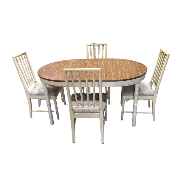 Round Vintage Faux Bamboo Dining Table (with Leaf) Available for Custom Lacquer!