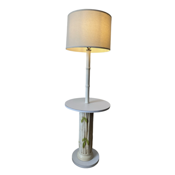 Vintage Faux Bamboo Floor Lamp Side Table Available for Custom Lacquer! - Hibiscus House