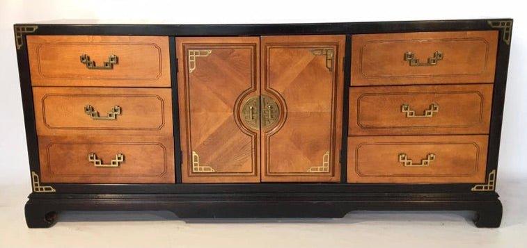 Vintage Bassett Furniture Hollywood Regency Credenza Available for Custom Lacquer - Hibiscus House