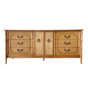 Vintage Broyhill Furniture Faux Bamboo Credenza Available for Custom Lacquer - Hibiscus House