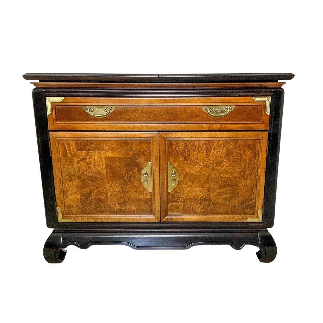 Vintage Broyhill Ming Dynasty Collection Chinoiserie Credenza Bar Available for Custom Lacquer - Hibiscus House