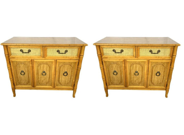 Vintage Broyhill Furniture Faux Bamboo Server Pair Available for Custom Lacquer - Hibiscus House