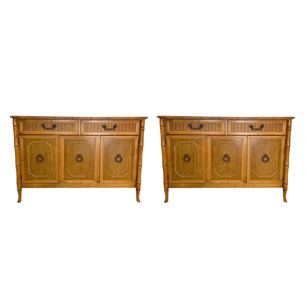 Vintage Broyhill Faux Bamboo Large Server Pair Available for Custom Lacquer!