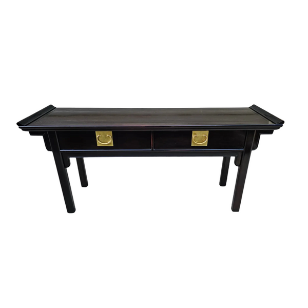 Vintage Century Furniture Pagoda Style Two-Drawer Console Table Available for Custom Lacquer