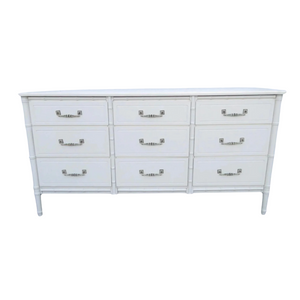 Classic Faux Bamboo Vintage Nine Drawer Dresser Available for Custom Lacquer!