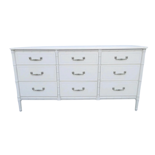 Classic Faux Bamboo Vintage Nine Drawer Dresser Available for Custom Lacquer!