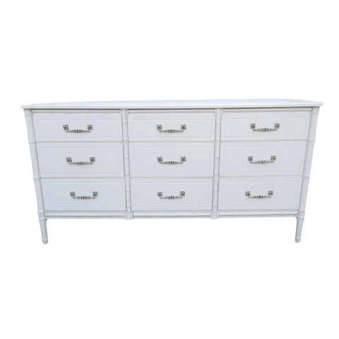 Classic Faux Bamboo Vintage Nine Drawer Dresser Available for Custom Lacquer!