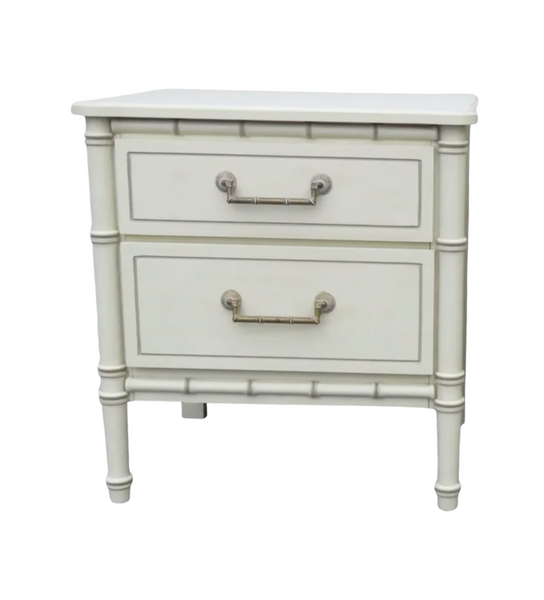 Classic Vintage Faux Bamboo Straight Hardware Nightstand Available for Custom Lacquer! - Hibiscus House
