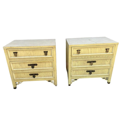 Vintage Dixie Shangri-La Collection Oversized Nightstand/Bachelor Chest Pair Available for Custom Lacquer! - Hibiscus House