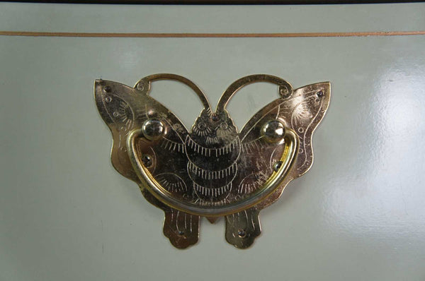 Vintage Tansu-Style Lingerie Chest with Unique Butterfly Hardware Available for Custom Lacquer