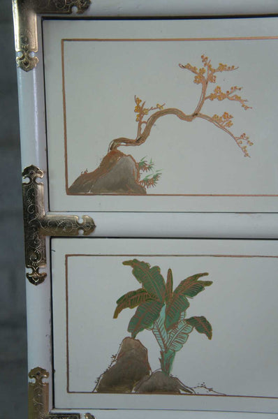 Vintage Tansu-Style Lingerie Chest with Unique Butterfly Hardware Available for Custom Lacquer