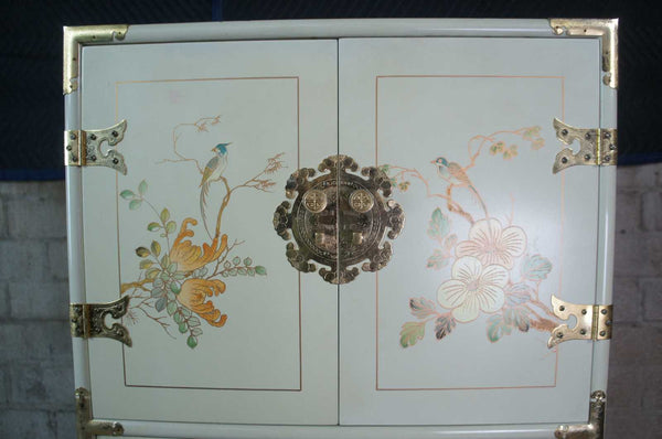 Vintage Tansu-Style Lingerie Chest with Unique Butterfly Hardware Available for Custom Lacquer