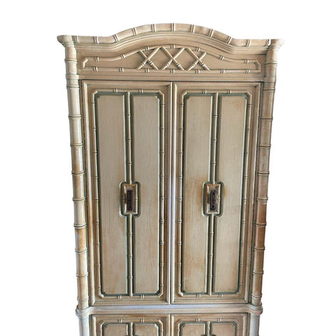 Fabulous Vintage Faux Bamboo Bamboo Armoire by Cellini Furniture Available for Custom Lacquer - Hibiscus House