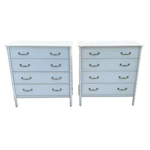 Pair of Vintage Faux Bamboo Bachelors Chests Available for Custom Lacquer - Hibiscus House