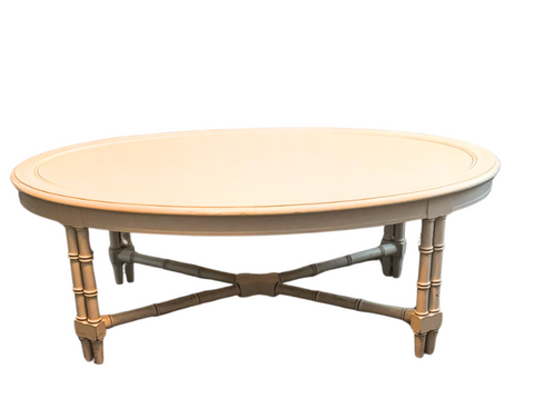 Vintage Oval Faux Bamboo All-Wood Coffee Table Available for Custom Lacquer!