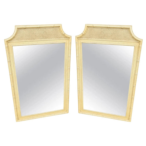 Vintage Stanley Furniture Faux Bamboo Mirror Pair Available for Custom Lacquer - Hibiscus House