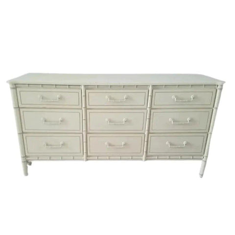 Vintage Faux Bamboo Classic 9 Drawer Dresser Available for Custom Lacquer! - Hibiscus House