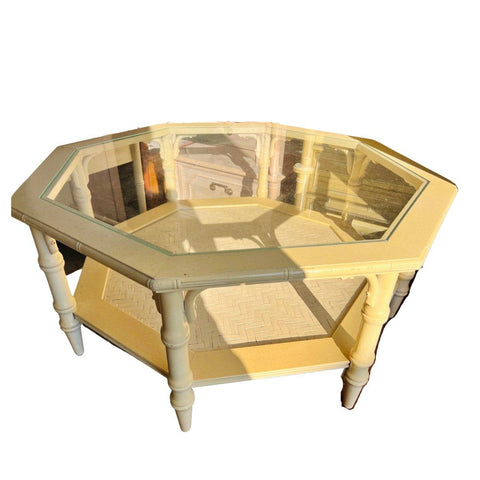 Vintage Faux Bamboo Octagonal Coffee Table Available for Custom Lacquer - Hibiscus House