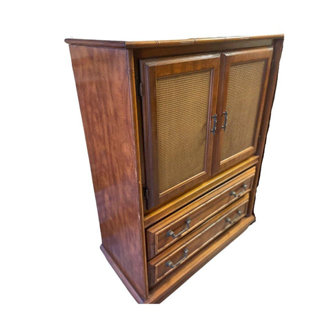 Vintage Cane and Faux Bamboo Armoire Available for Custom Lacquer - Hibiscus House