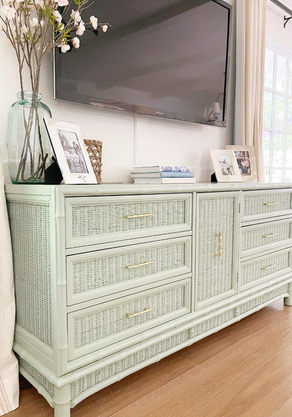 Vintage American of Martinsville Faux Bamboo Double Door Credenza Available for Custom Lacquer - Hibiscus House