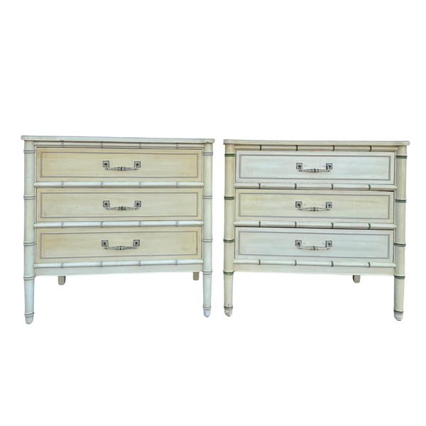 RARE Vintage Henry Link Bali Hair Three-Drawer Faux Bamboo Chest Pair Available for Custom Lacquer!