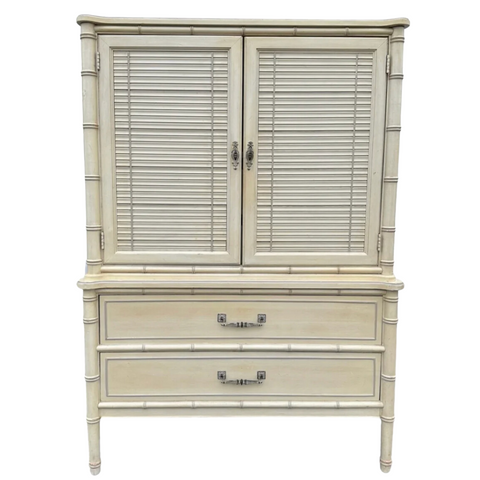 Vintage Henry Link Faux Bamboo Shutter Door Armoire Available for Custom Lacquer!