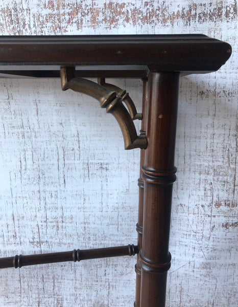 Vintage Faux Bamboo Glass Top Console Table With Fretwork Available for Custom Lacquer!