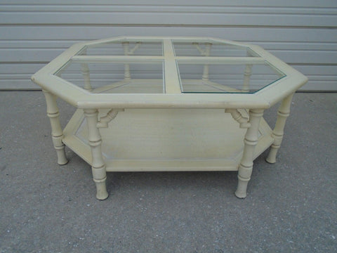 Mersman Faux Bamboo Octagonal Beveled Glass Coffee Table Available for Lacquer - Hibiscus House