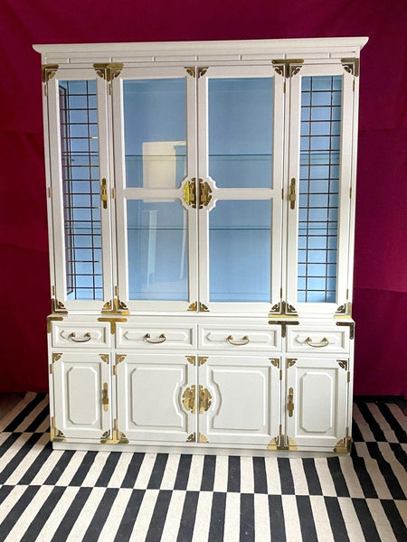 Vintage Bernhardt Furniture Chinoiserie China Cabinet Available for Custom Lacquer - Hibiscus House