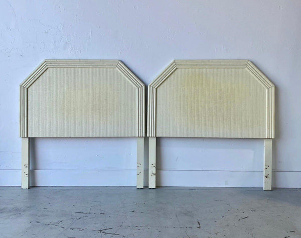 Pair of Vintage Broyhill Furniture Faux Bamboo Hexagon Shape Twin Headboards Available for Lacquer - Hibiscus House