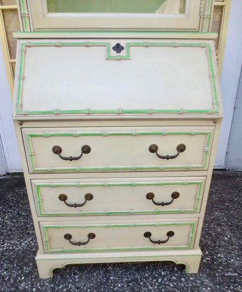 Vintage Faux Bamboo Secretary by Jasper Furniture Available for Custom Lacquer - Hibiscus House
