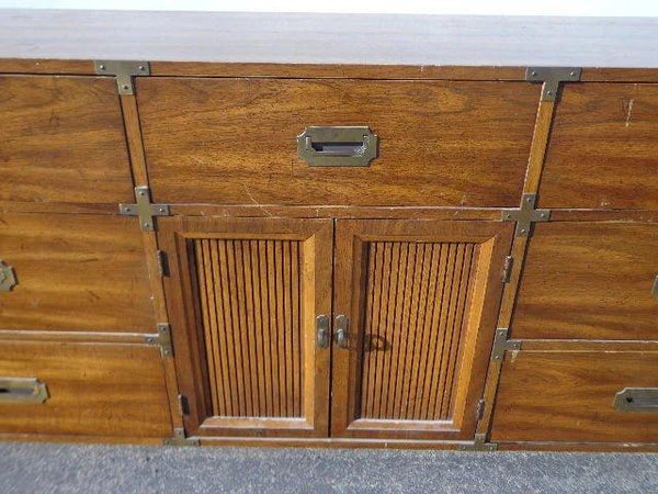Vintage Bernhardt Campaign Style Credenza or Dresser Available for Custom Lacquer - Hibiscus House