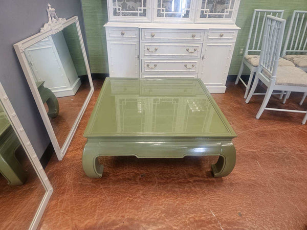 Vintage Ming Style Wood Coffee Table with Glass Top Available for Custom Lacquer! - Hibiscus House