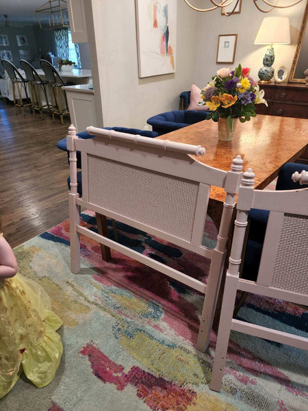 Vintage Faux Bamboo Pagoda Style Twin Headboard Pair Available for Custom Lacquer! - Hibiscus House