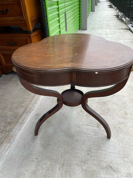 Vintage Mahogany Scalloped Drum Table Available for Custom Lacquer