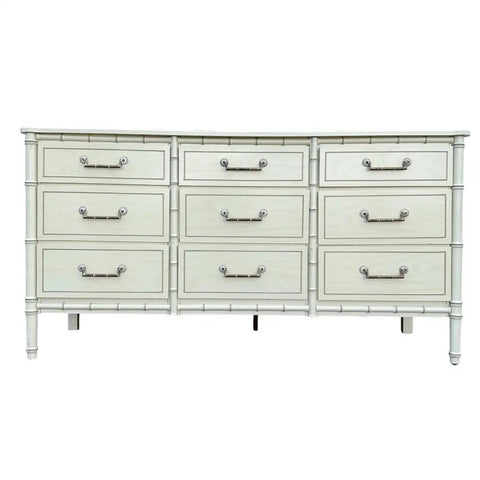 Vintage Faux Bamboo Nine Drawer (Triple) Dresser Available For Custom Lacquer!