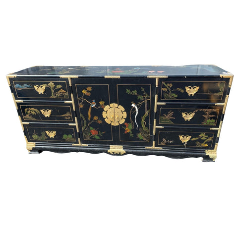 Vintage Korean Tansu Chinoiserie Style Credenza Available for Custom Lacquer! - Hibiscus House