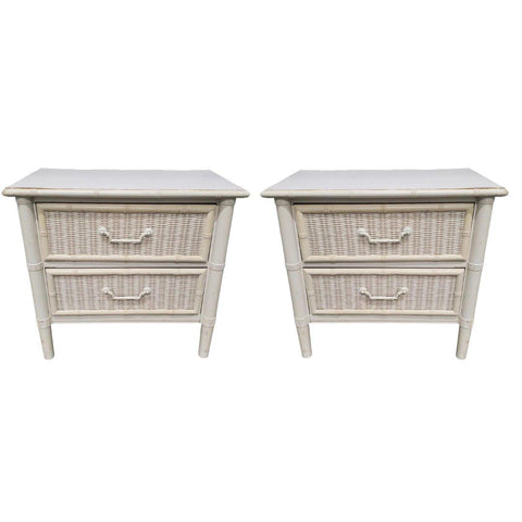 Dixie Furniture Faux Bamboo and Wicker Front Nightstand Pair Available for Custom Lacquer! - Hibiscus House