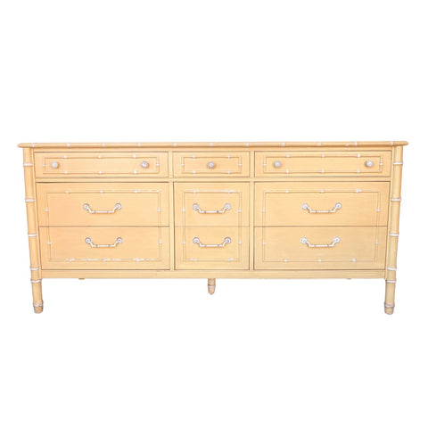 Vintage Thomasville Allegro Faux Bamboo Nine Drawer Dresser Available for Custom Lacquer! - Hibiscus House