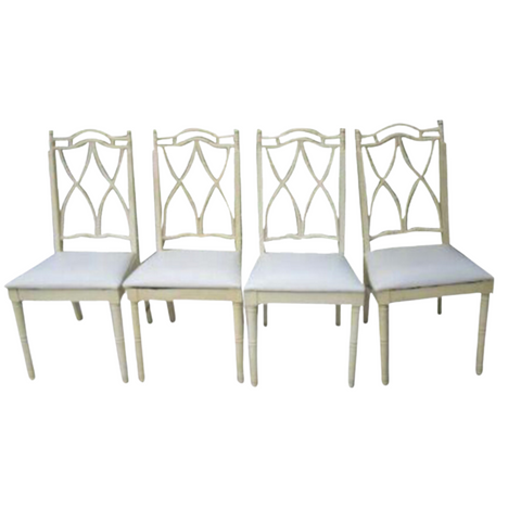 Vintage Lattice Back Faux Bamboo Dining Chairs Available for Lacquer!