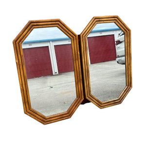 Lea Furniture Faux Bamboo Octagonal Mirror Pair Available for Custom Lacquer - Hibiscus House