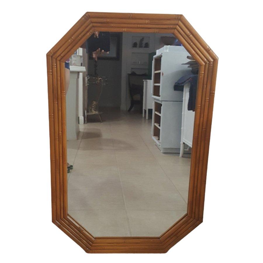 Vintage Lea Furniture Faux Bamboo Octagonal Mirror Available for Custom Lacquer - Hibiscus House