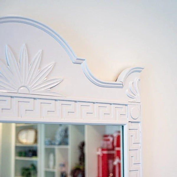 Thomasville Large Greek Key Mirror Lacquered in “Decorators White” Ready to Ship - Hibiscus House