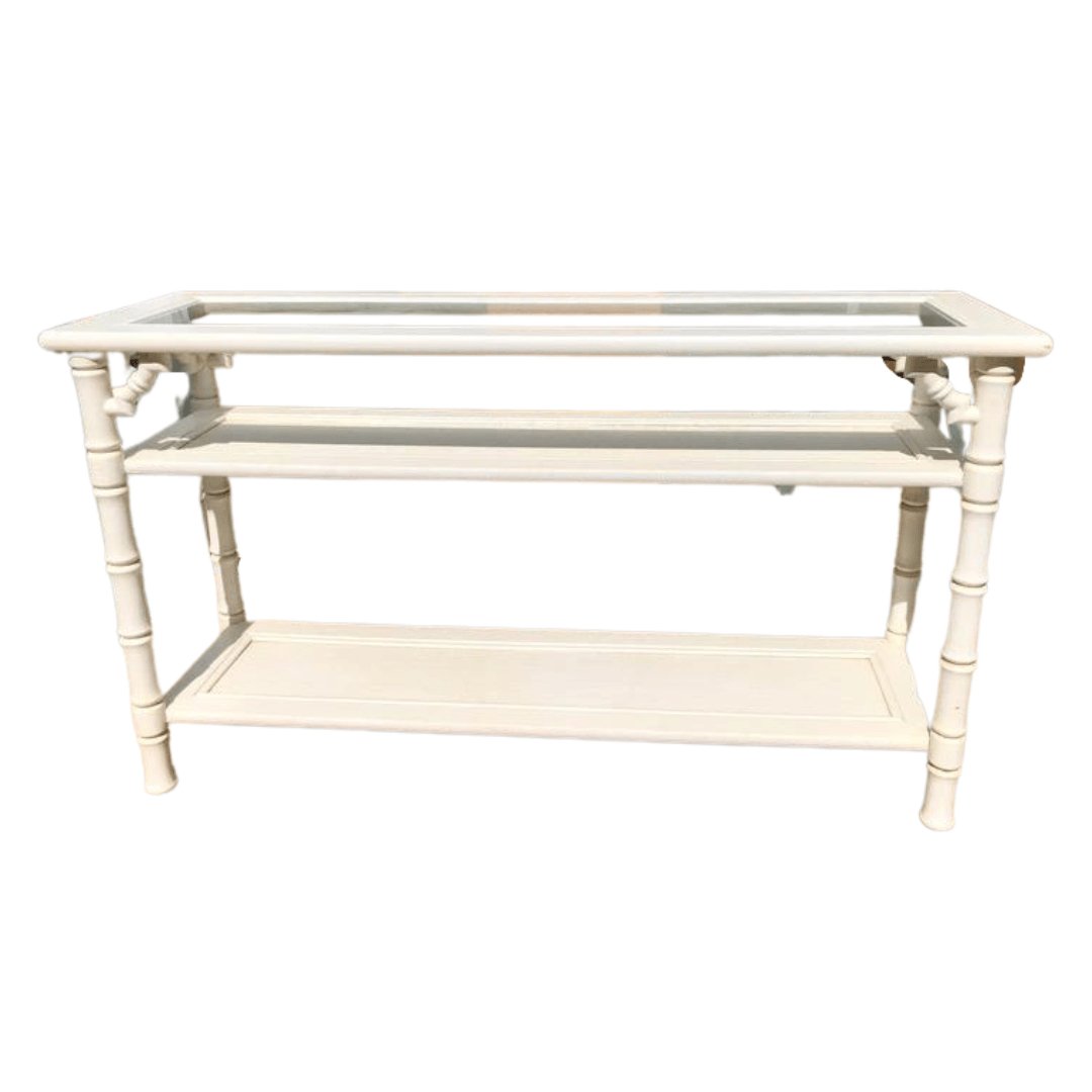 Vintage Mersman Furniture Glass Top Console Table Available for Custom Lacquer - Hibiscus House