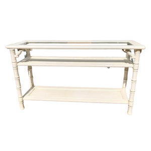 Vintage Mersman Furniture Glass Top Console Table Available for Custom Lacquer - Hibiscus House