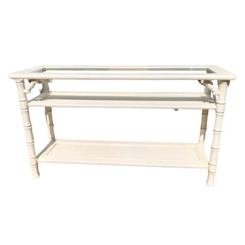 Vintage Mersman Furniture Glass Top Console Table Available for Custom Lacquer - Hibiscus House